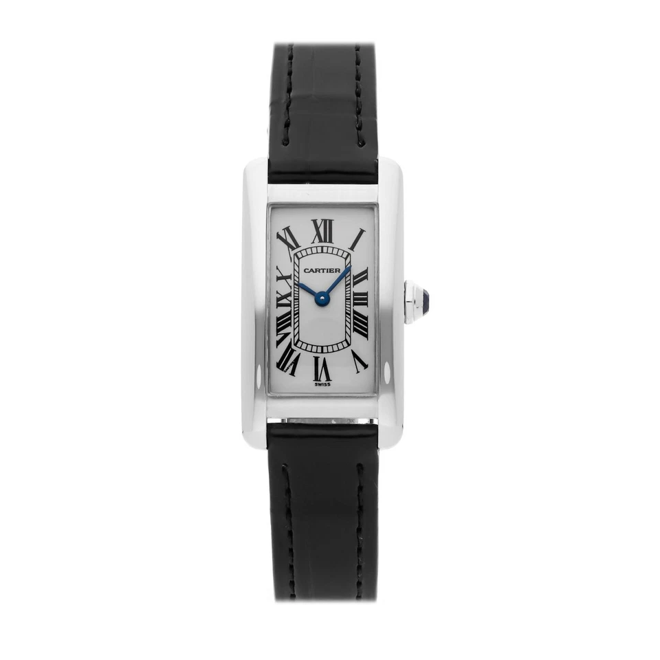 Cartier Tank Americaine Small Model White Gold Strap Watch 34x19mm W2601956
