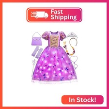 Davvew Princess Dresses for Girls,Light Up Princess Costume for Christmas, Hallo
