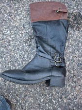 Rampage Women’s  Sz 9 Black Brown Two-Tone Knee High Dress Boots