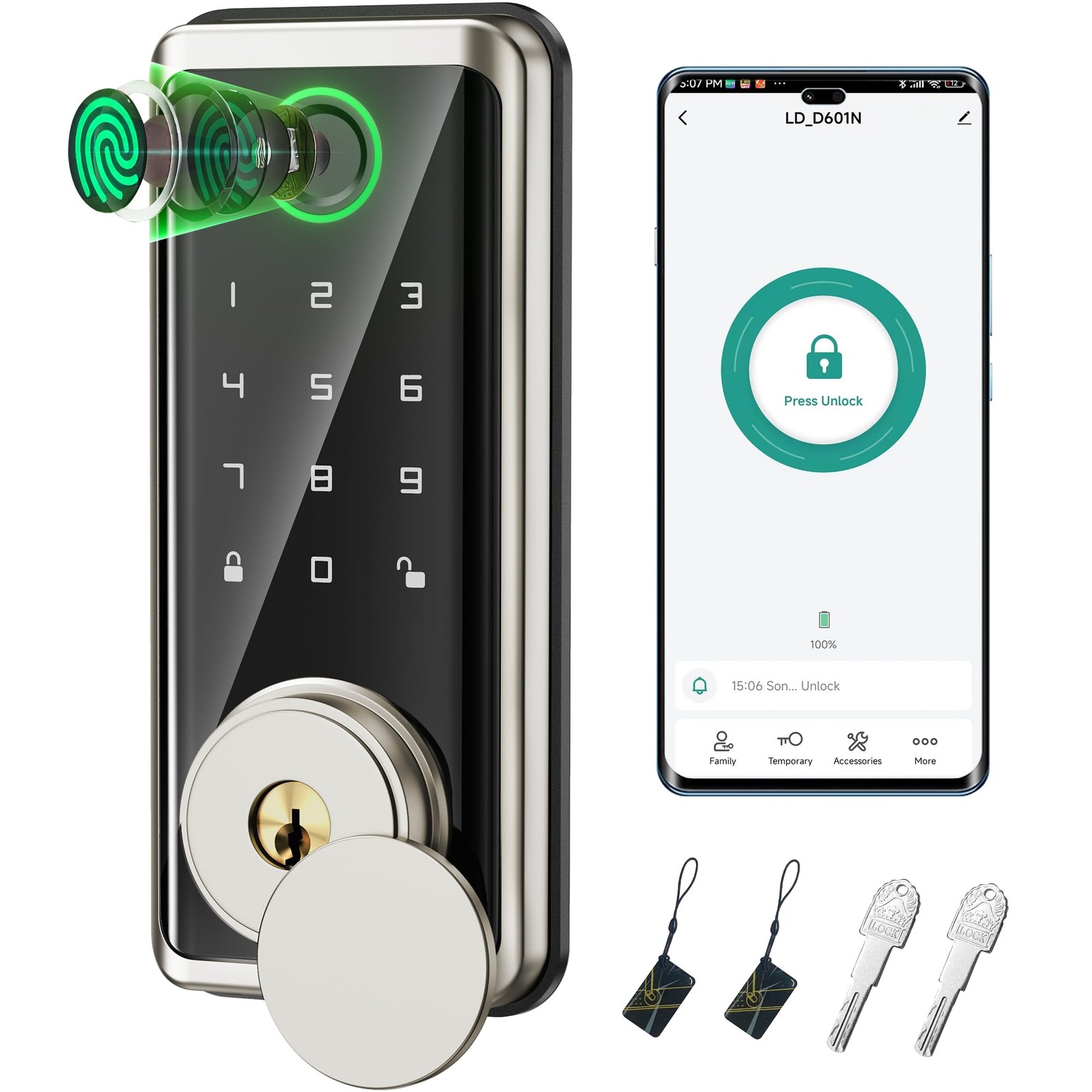 Smart Keyless Entry Auto Lock for Front Door with Remote & Key Fobs