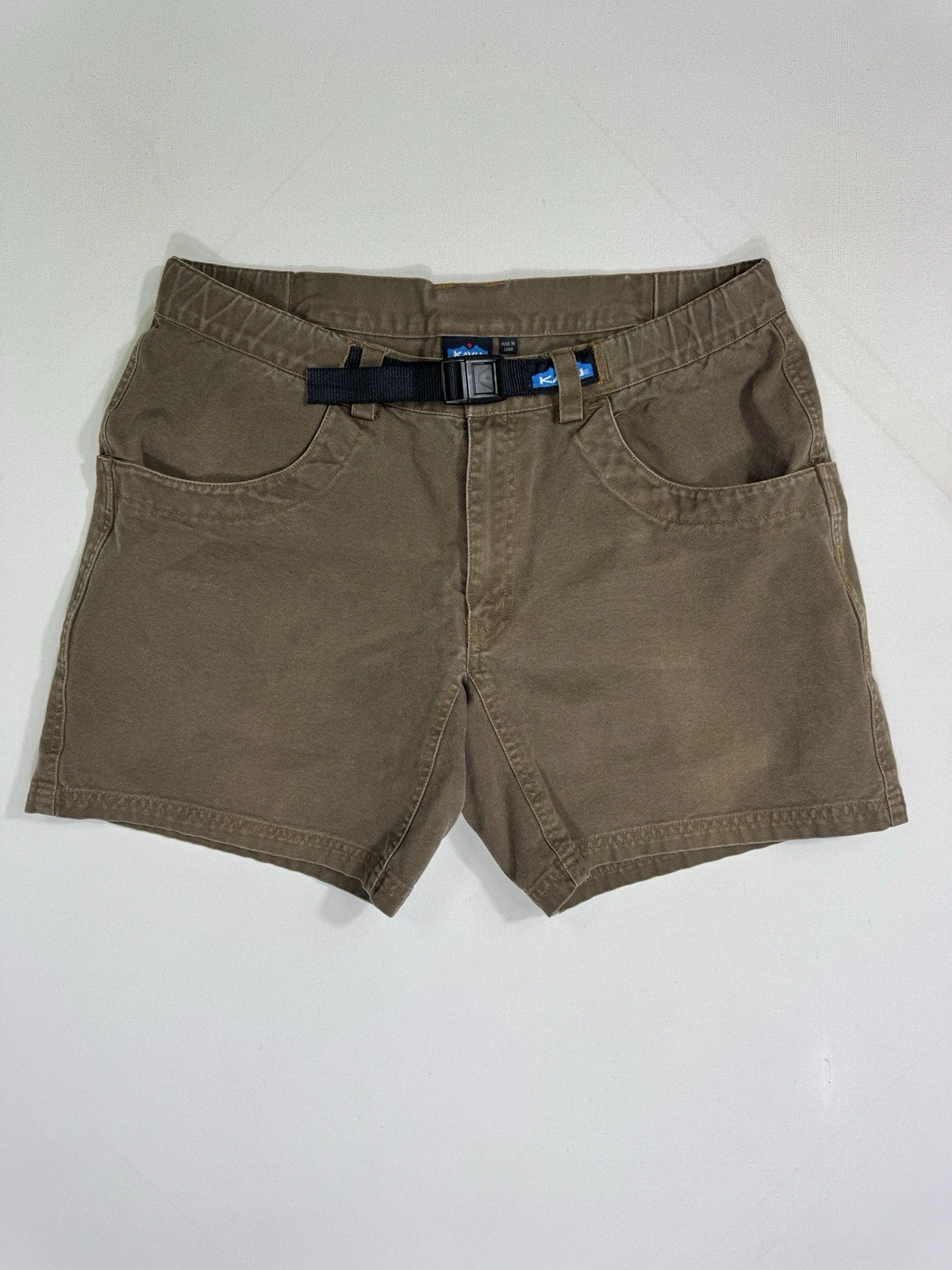 Kavu Men's Large Hiking Shorts Heritage Brown Outdoors Belted Gorpcore Camping