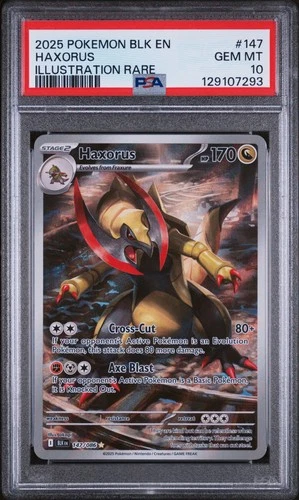 2025 POKEMON BLK EN-BLACK BOLT ILLUSTRATION RARE #147 HAXORUS PSA 10