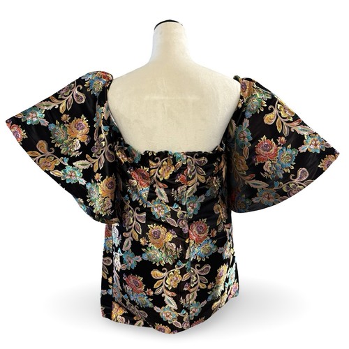 NWT ASOS Oriental Statement Puff Sleeve Off The Shoulder Embroidered Mini Dress - Picture 3 of 9