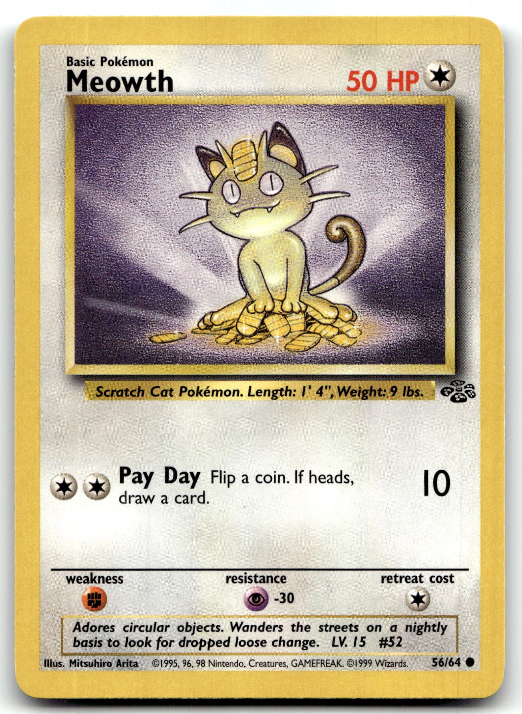 Meowth 56/64 Jungle Common Unlimited Pokemon TCG NM