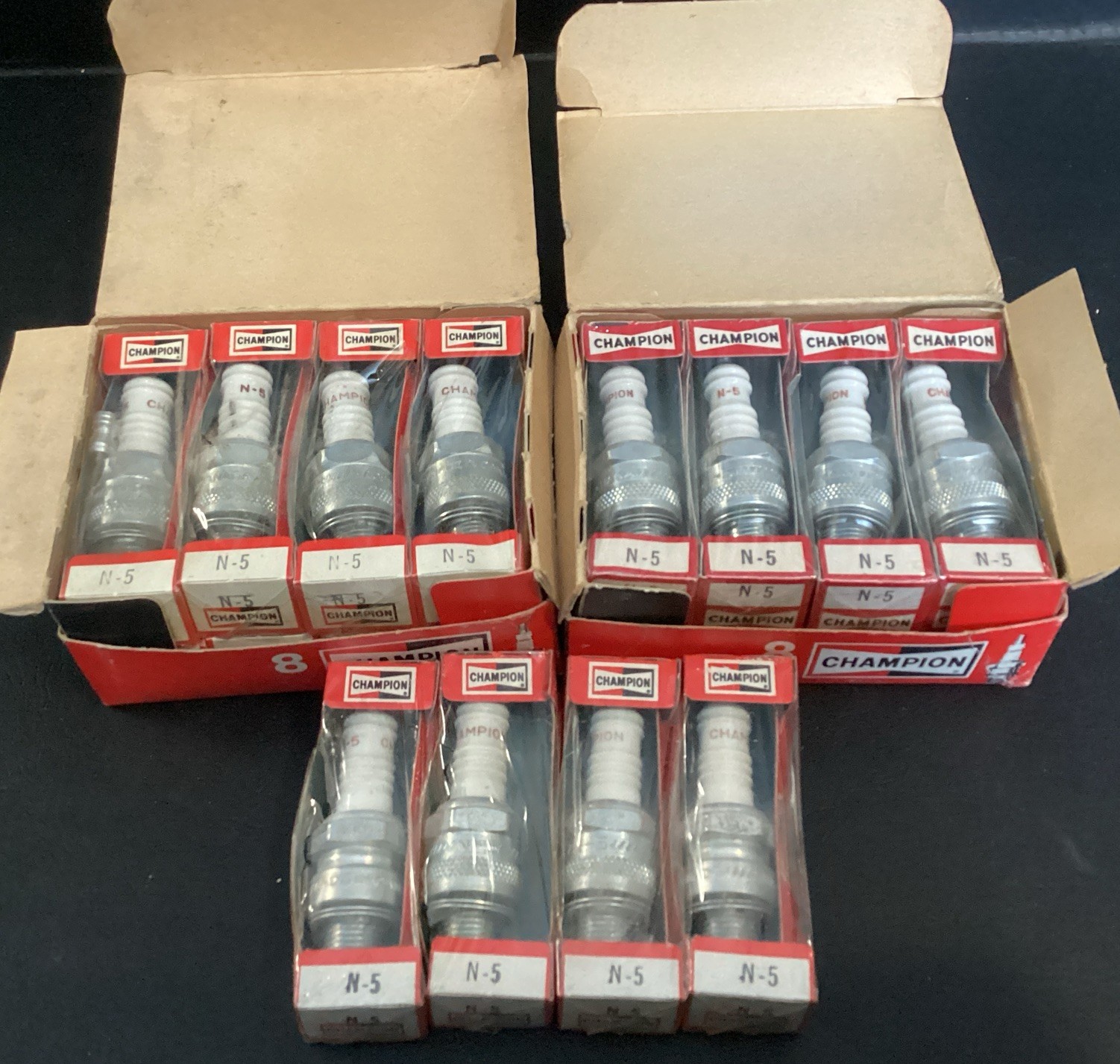 N-5 CHAMPION Spark Plugs NOS 2 Boxes 4 Singles 20 Total Spark Plugs 