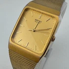 Vintage Seiko Quartz Watch 5Y95-5000 Men Gold Tone Rectangle Analog New Battery