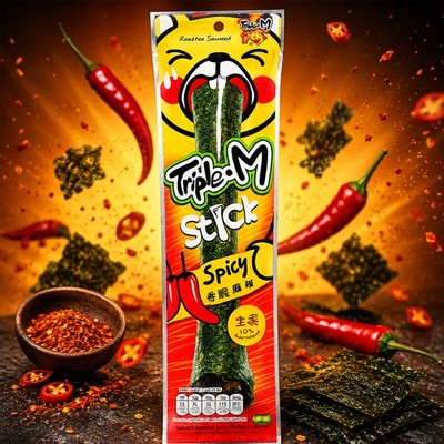 Triple-M Roasted Seaweed Roll Stick Spicy 2,5g Seetang Algen Snack Asia scharf