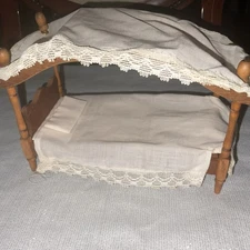 Shackman Dollhouse Furniture Vintage Bedroom Canopy Bed Wooden Bedspread 