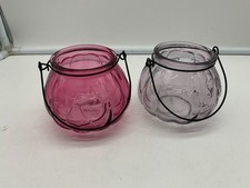 At Home Glass 3.5in Pink & Purple Votive Candle Holder Set of 2 BB01B54033