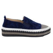 Bernie Mev TW187 Womens Slip On Leather Sneaker Memory Foam Navy Velvet 