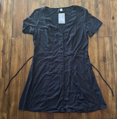 Women s Black Button Down Divided H&M Dress, size medium, NWT!
