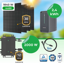 Balkonkraftwerk 1840W mit 2000W Wechselrichter & Speicher 2,24 kWh …