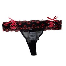Fredricks Of Hollywood Thong G String Panties Sz L Sheer Lace Side Tie Goth