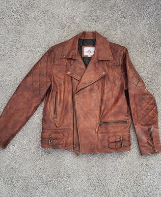Celeb Classic Mens Biker Leather Jacket Light Brown Medium Taylor Outfits Ltd