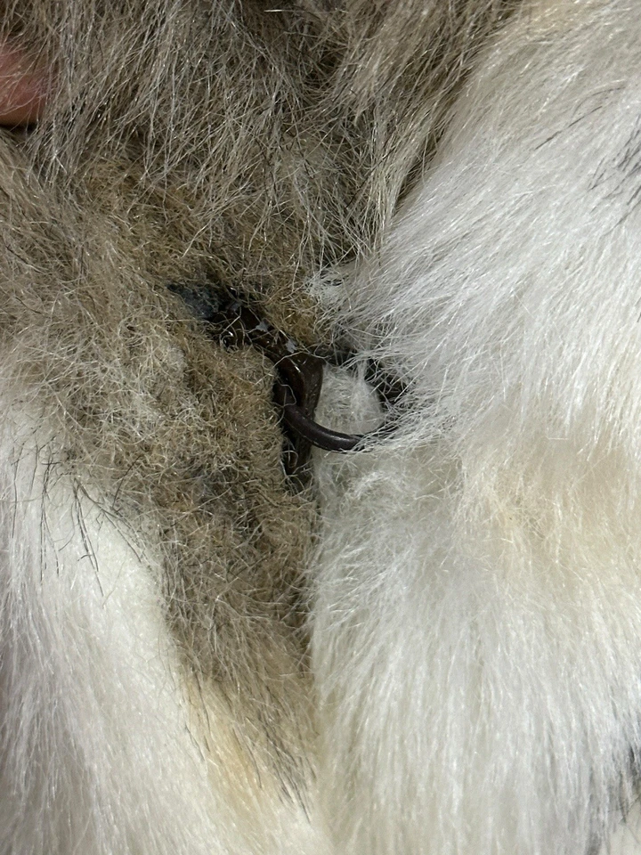 Abrigo vintage de piel sintética manchada blanca Charles Klein - talla mediana Foto 2 de 4