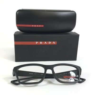 Prada Linea Rossa Eyeglasses Frames VPS03R 1BO-101 Polished Black Red 56-17-145