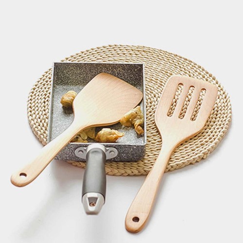 Espátula de madera de cocina natural antiadherente madera de haya girador cocina práctica - Imagen 4 de 12