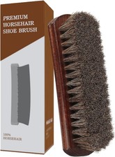 Horsehair Shoe Brush Beech Wood Leather Shine for Boots Shoes Car Interior