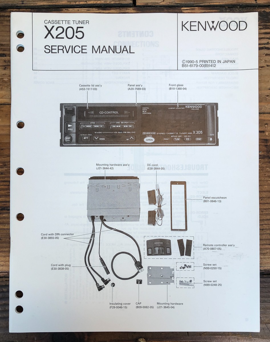 Kenwood X205 Car Radio Service Manual *Original*