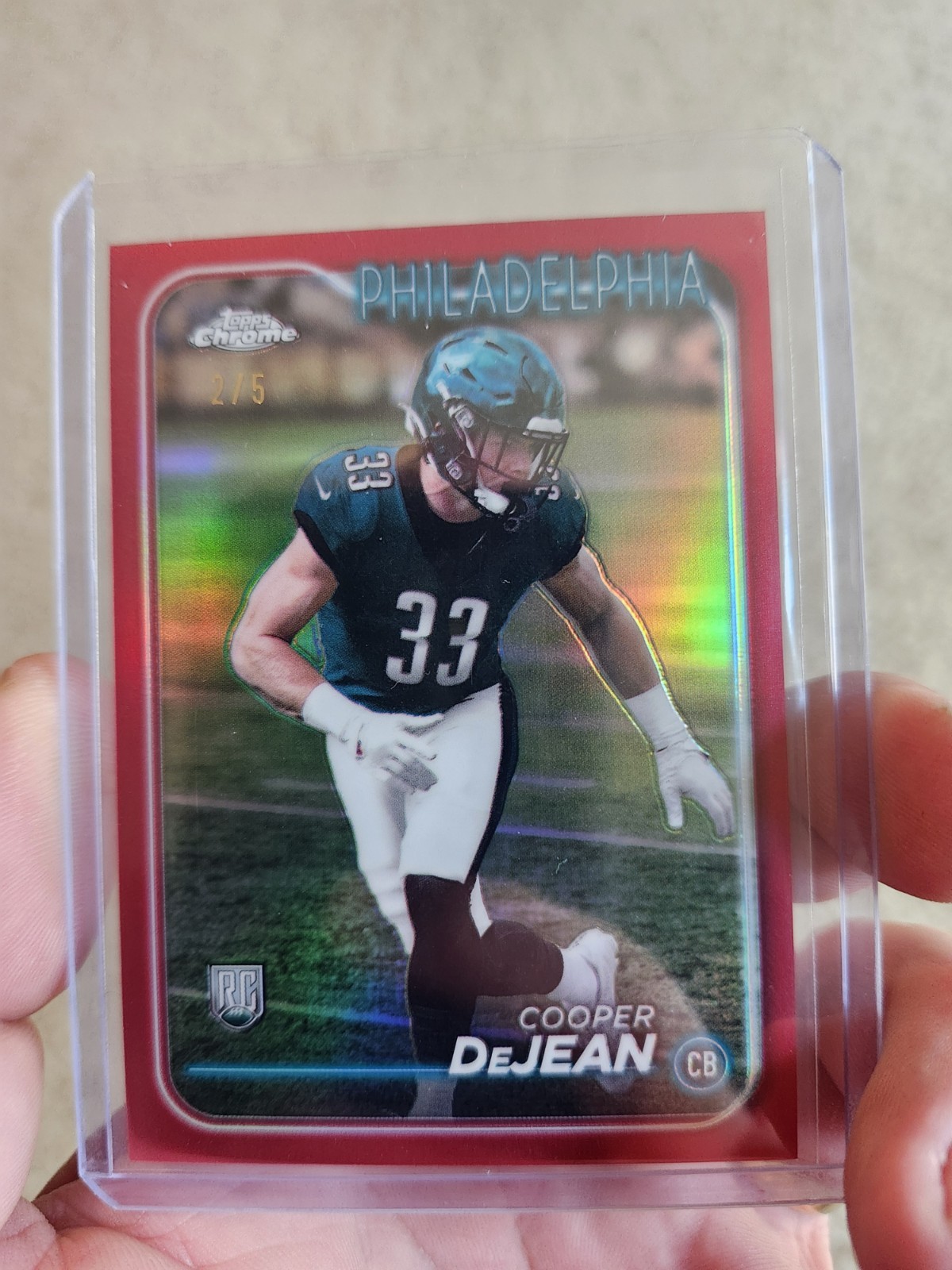 Cooper Dejean 2024 Topps Chrome NFL 2/5 Red Refractor #232
