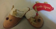 Bnip Children's Slippers Reindeer With Santa Squad Sleep Mask Size Small 10-11