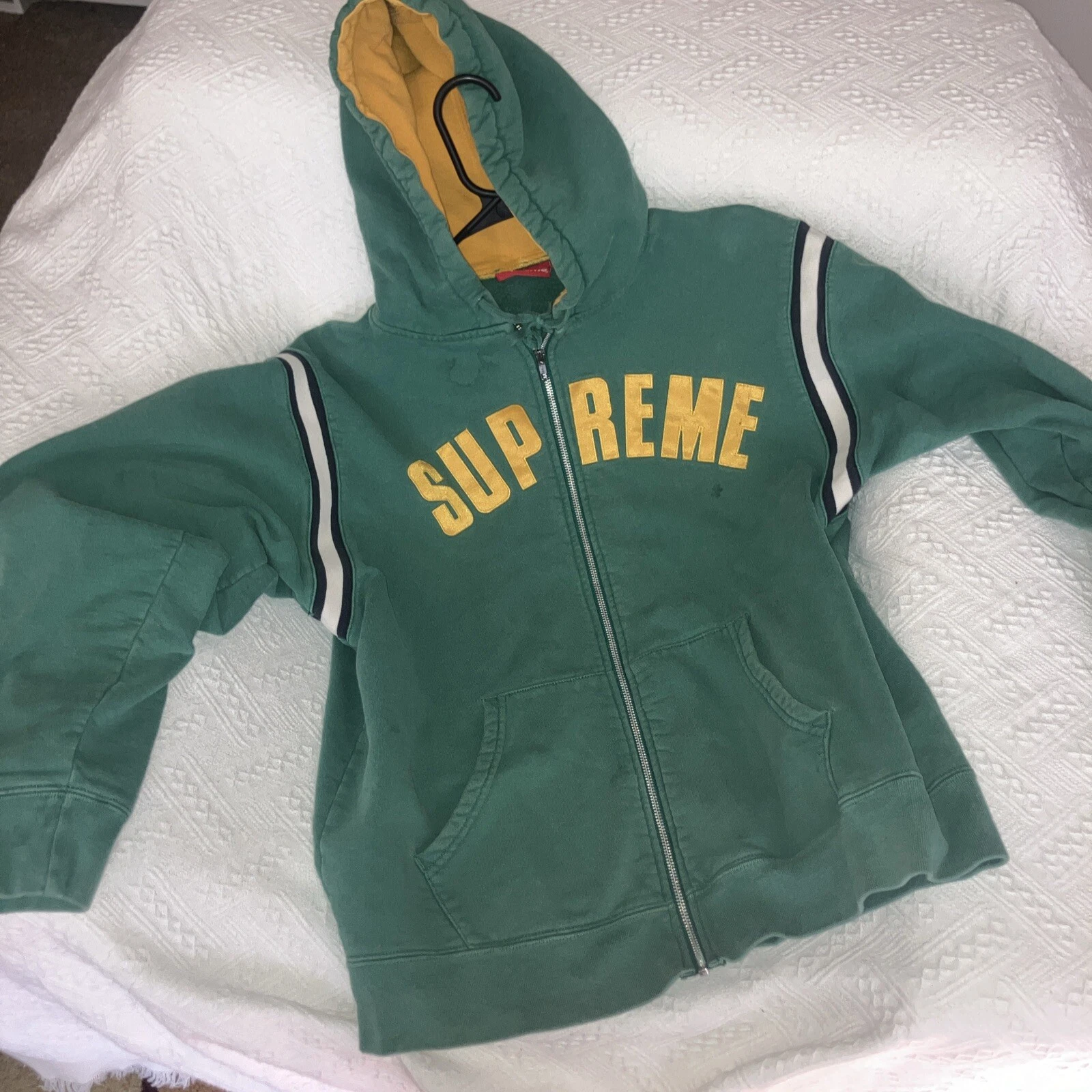 Sweat à capuche zippé Supreme Jet Sleeve blanc taille grand SS18