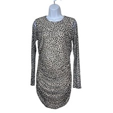 Reformation Tomas Dress Womens Large Black White Animal Cat Cheetah Print Mini