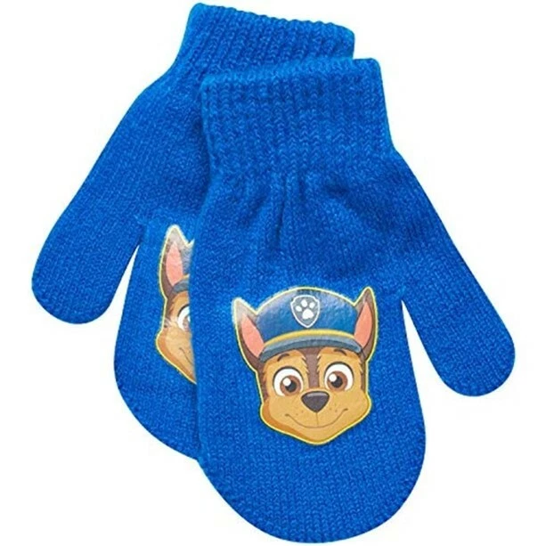 NUEVO PAW Patrol CHASE Niño Pequeño Niños Pompón Sombrero Estilo Peruano con 2 Pares Mitones Conjunto Foto 4 de 4