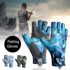 Unisex Fingerless Fishing Gloves Ice Silk Sun Protection Gloves Non-Slip Grip