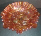 VINTAGE IMPERIAL CARNIVAL GLASS MARIGOLD COLOR OPEN ROSES PATTERN BOWL IG MARK