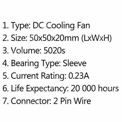 1Pcs DC Brushless Cooling PC Computer Fan 24V 5020s 50x50x20mm 2 Pin Wire U9 - Afbeelding 6 van 6