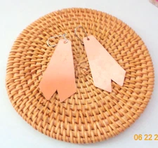 FREE FORM GOEMETRIC ARTISAN HAND CRAFTED SOLID COPPER ART DANGLE EARRINGS #510