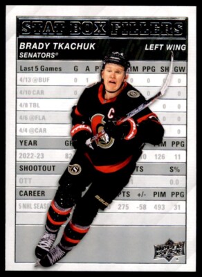 Brady Tkachuk 2023-24 Upper Deck Series 1 Stat Box Fillers RC #SB-17 Ottawa