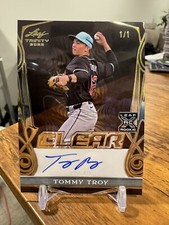 2023 Leaf Trinity Baseball Tommy Troy #1/1 SSP Clear Black Rookie RC Auto 🔥📈