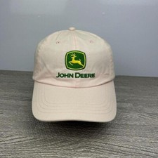 John Deere Hat Cap Strap Back Pink Canvas Baseball Tractor Farming