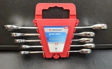 5 piece Combination Ratchet Wrench Set SAE 3/8" thru 5/8" & Spanner Holder