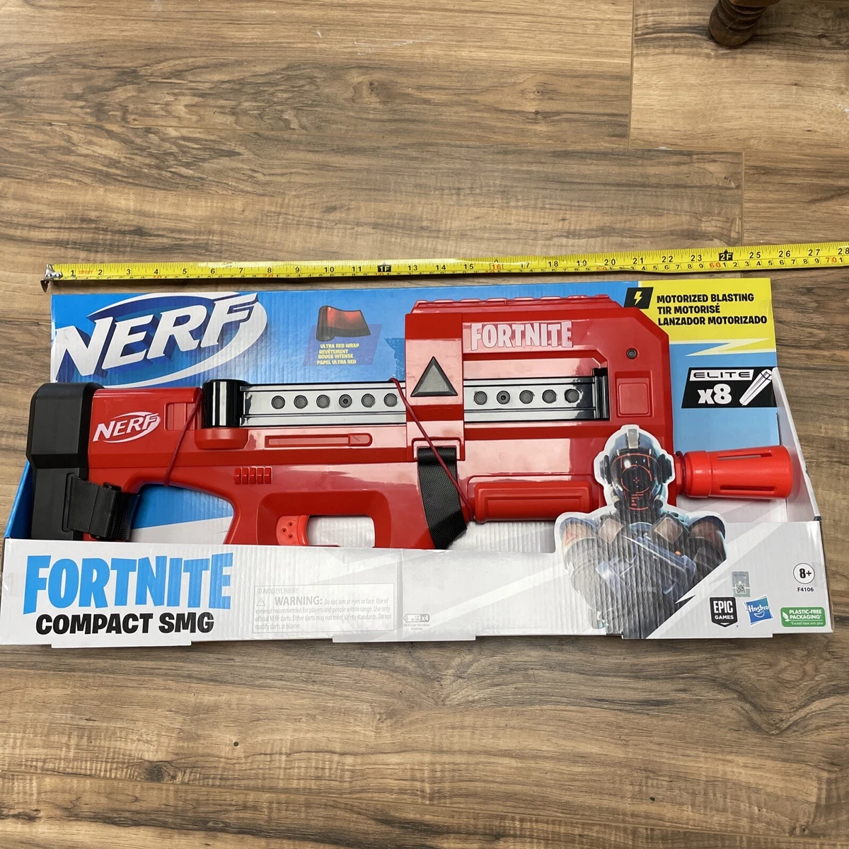 Nerf Fortnite Compact SMG Motorized Dart Blaster, Ultra Red Wrap