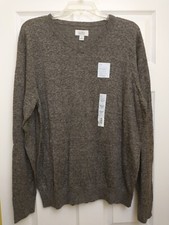 Croft  Barrow The Easy Care Sweater Gray Light Weight V-Neck Sweater Large