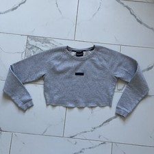 Alphalete Women's Cropped Long Sleeve Sweatshirt gray XS