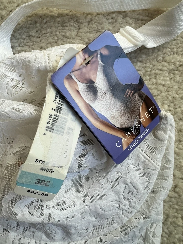 Винтажный Cabernet белье цельный тела костюм формирователь белый кружевной с встроенный бюстгальтер 38C - Изображение 4 из 4