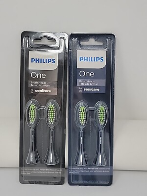 Philips One by Sonicare -4 Brush Heads- Black - BH1022/06 & 04 Navy New