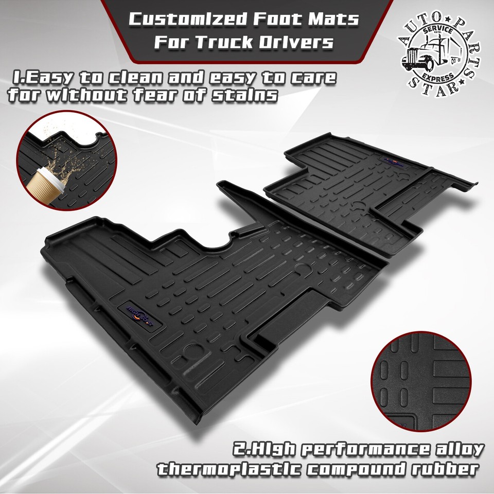 Heavy Duty Deep Dish Black Rubber Floor Mats For 0206 Kenworth T600
