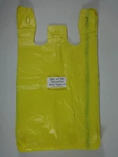 500 Qty. Yellow Plastic T-Shirt Retail Shopping Bags w/ Handles 11.5" x 6" x 21"