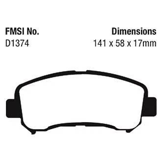 Передние тормозные колодки EBC DP41954R Yellowstuff для Nissan Maxima 2010-2017 годов выпуска - Изображение 3 из 4