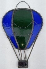 Stained Glass Blue Green Hot Air Balloon Suncatcher 8" X 5"
