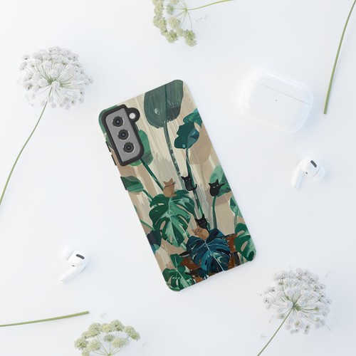 Phone-Ink iPhone, Pixel, Samsung Galaxy Case - Monstera Green Plant Cats - 第 163/191 張圖片