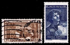 1953 POLAND #578-79 NICOLAUS COPERNICUS - USED & OGXLH - VF - CV $14.25 (E#1437)