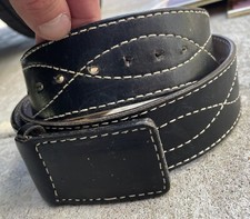 Vintage Sheplers Size 44 Leather Belt w/ Covered Buckle NL