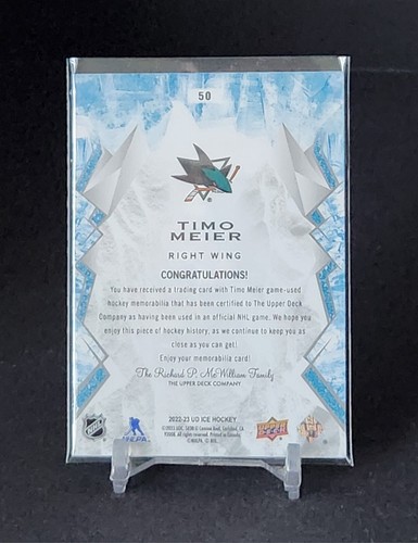 2022-23 Upper Deck Ice Hockey: #50 Timo Meier Base Jersey Patch - Picture 2 of 2