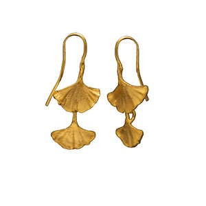 Authentic MICHAUD "Ginkgo" FINE DOUBLE DROP GOLD PLATED Earrings DF4003V